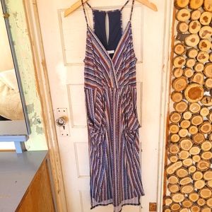 BCBGeneration Striped Bohemian Draped High Low Dress Size Small